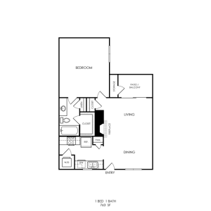 Grant Valley Ranch Floor Plan 1 Bathroom, 1 Bath 1 Bed 1 Bath 763 sqft